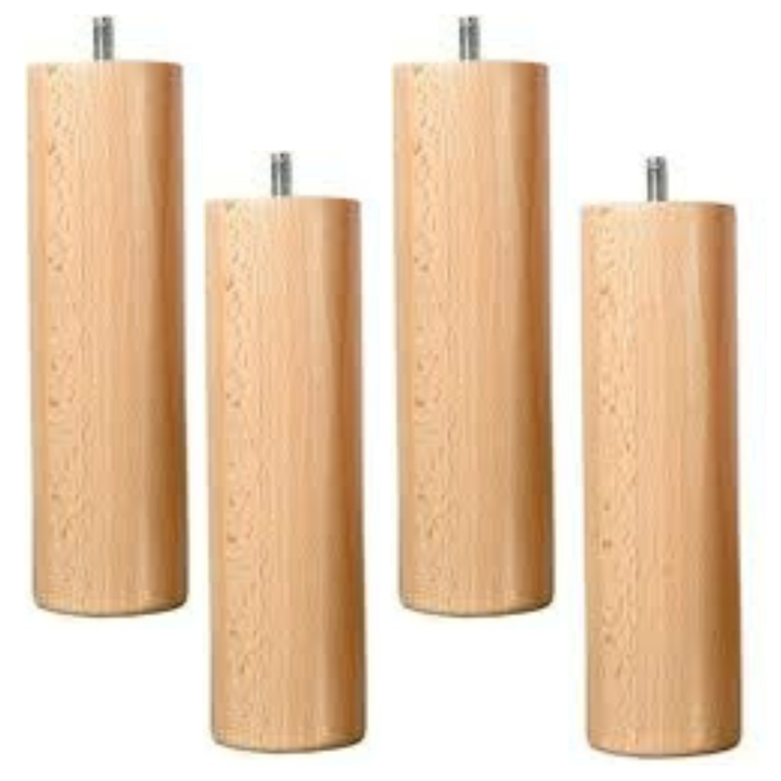 Lot de 4 pieds rond hauteur 20 cm vernis naturel