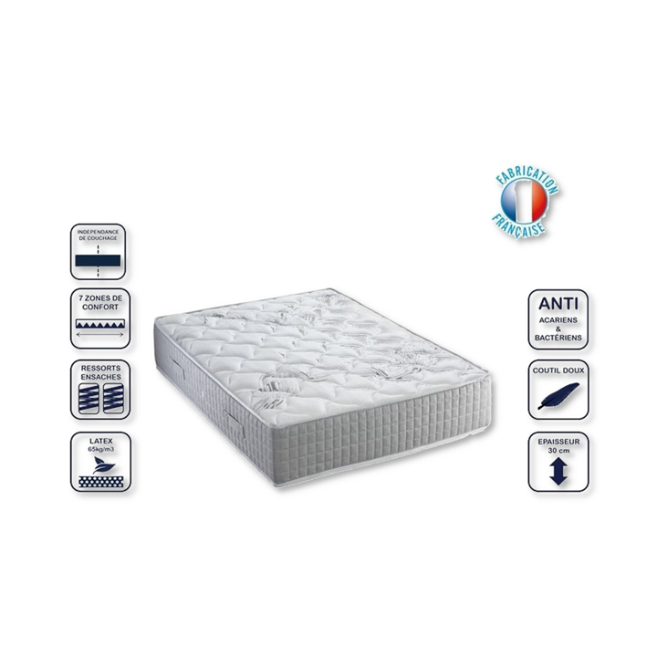 Matelas 140x200cm Latex Spring ressorts ensachés