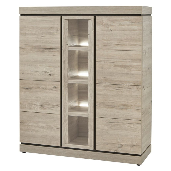 Vitrine Belluno chêne millenium/gris