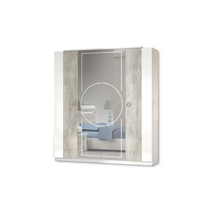 Armoire 4 portes Chantal gris/blanc