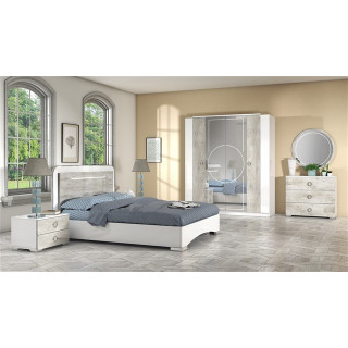 Armoire 4 portes Chantal gris/blanc