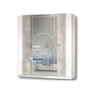 Armoire 4 portes Chantal gris/blanc
