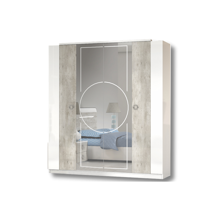 Armoire 4 portes Chantal gris/blanc