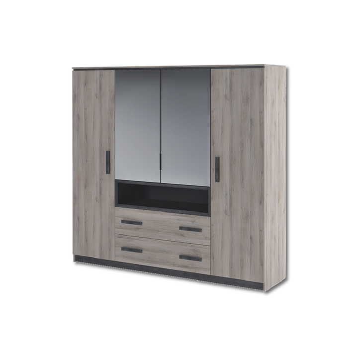 Armoire 4 portes Luna  chêne clair