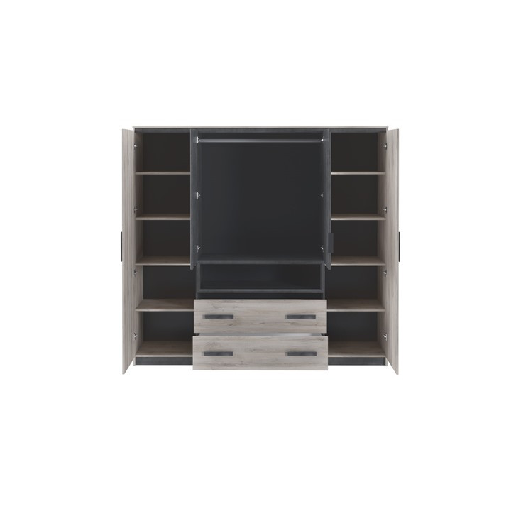 Armoire 4 portes Luna  chêne clair