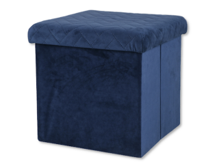 Petit pouf pliable Velvet bleu