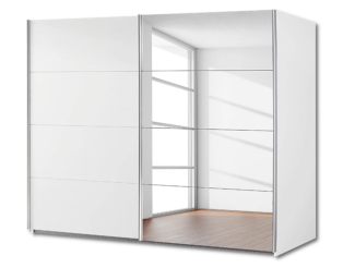 Armoire 2 portes Orbit/Belluno blanc neige/alu brossé