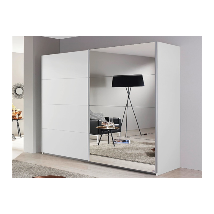 Armoire 2 portes Orbit/Belluno blanc neige/alu brossé