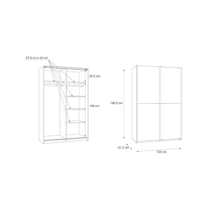 Amoire 2 portes Ohio-Lupo blanc/chêne sonoma