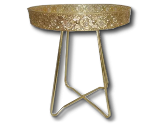 Table d'appoint métal or/miroir