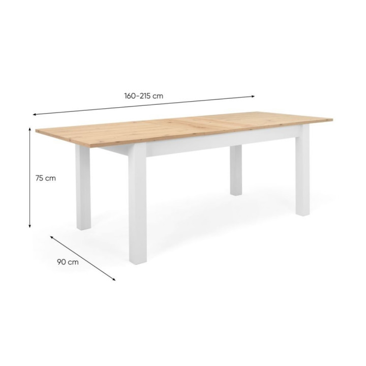Table à rallonge Bergen 50 Blanc/ chêne artisan