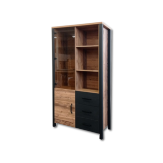 Vitrine Oline 2P3T noir/bois
