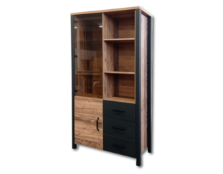Vitrine Oline 2P3T noir/bois