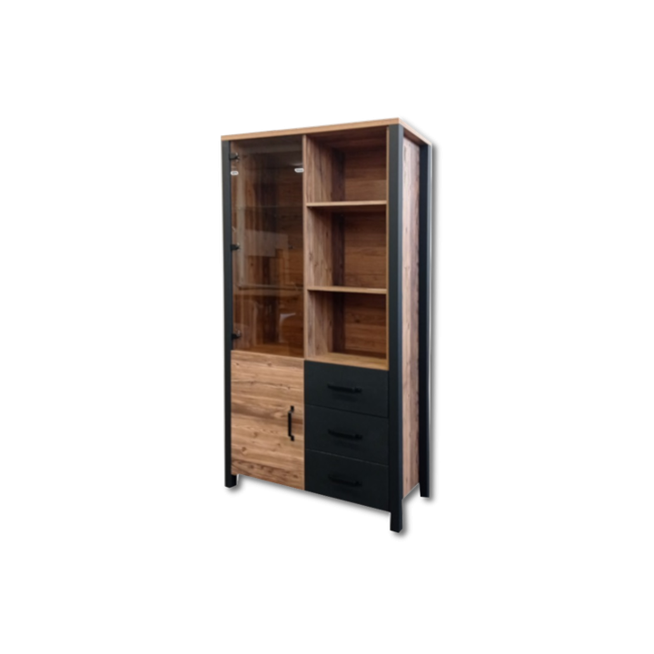 Vitrine Oline 2P3T noir/bois