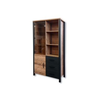 Vitrine Oline 2P3T noir/bois