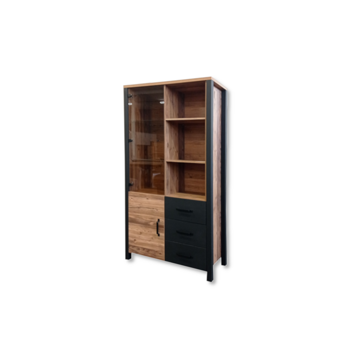 Vitrine Oline 2P3T noir/bois