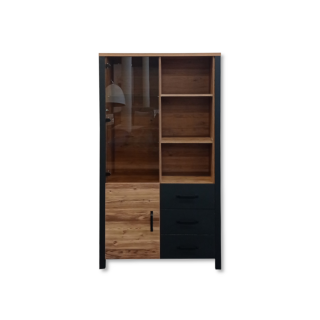 Vitrine Oline 2P3T noir/bois