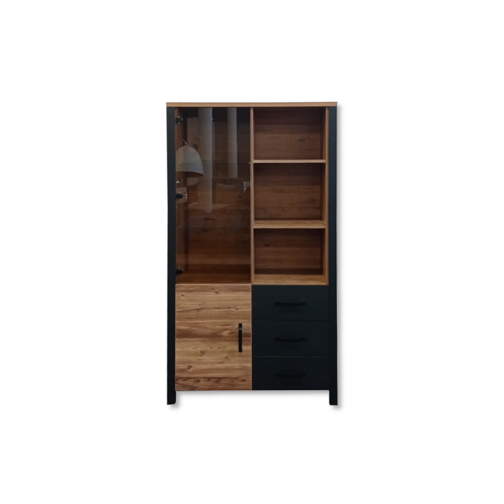 Vitrine Oline 2P3T noir/bois