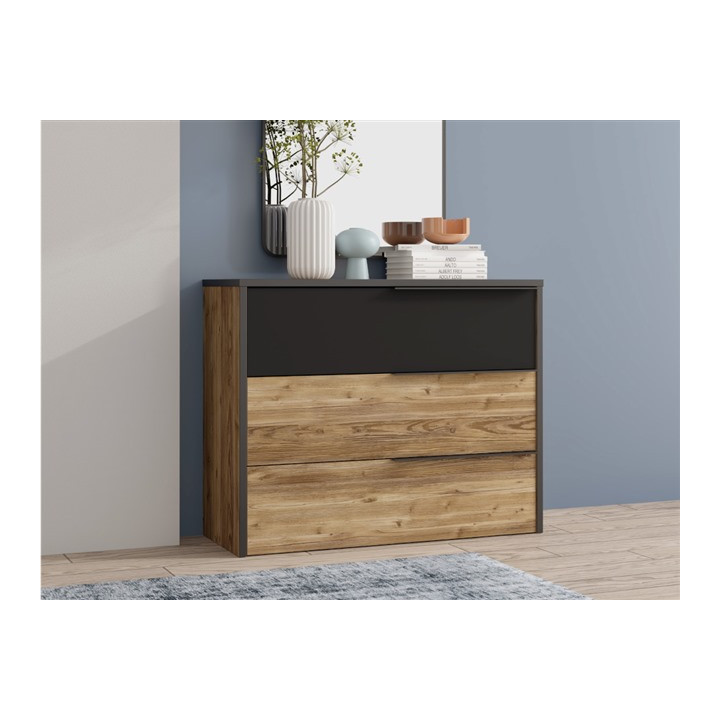 Commode 3T Jabim bois/noir
