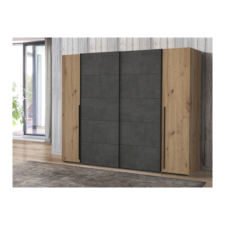 Armoire 2 portes Narago chêne artisan/béton