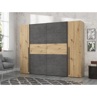 Armoire 2 portes Narago chêne artisan/béton