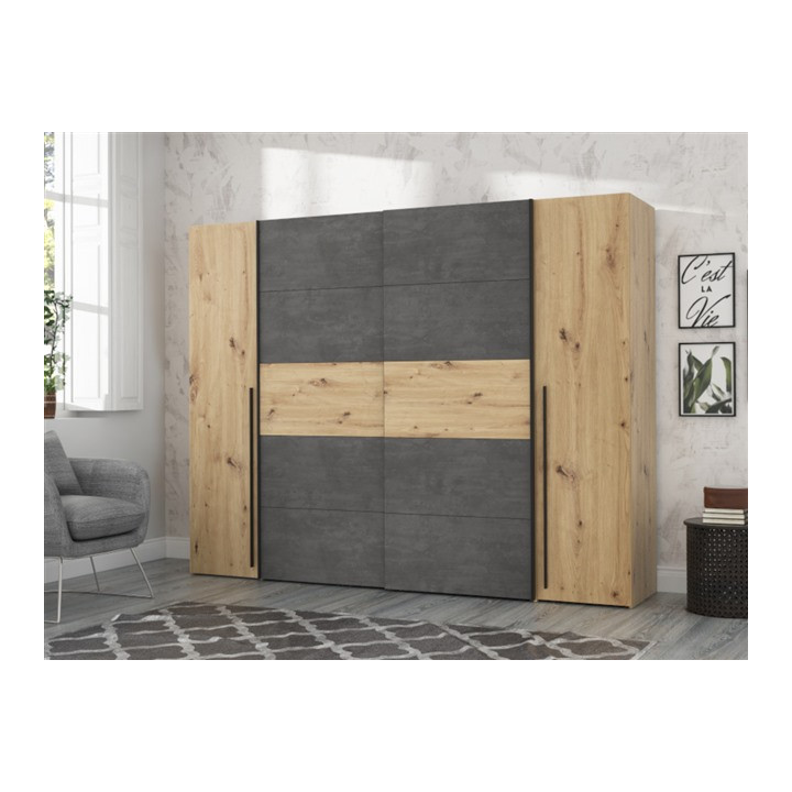 Armoire 2 portes Narago chêne artisan/béton