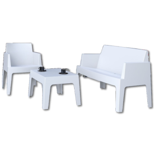 Set Box Blanc ( x2 fauteuils + x1 2 places + x1 table basse)