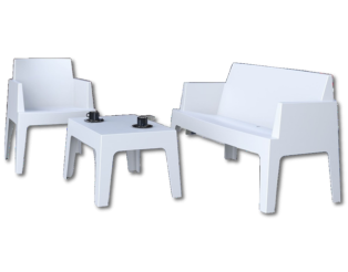 Set Box Blanc ( x2 fauteuils + x1 2 places + x1 table basse)