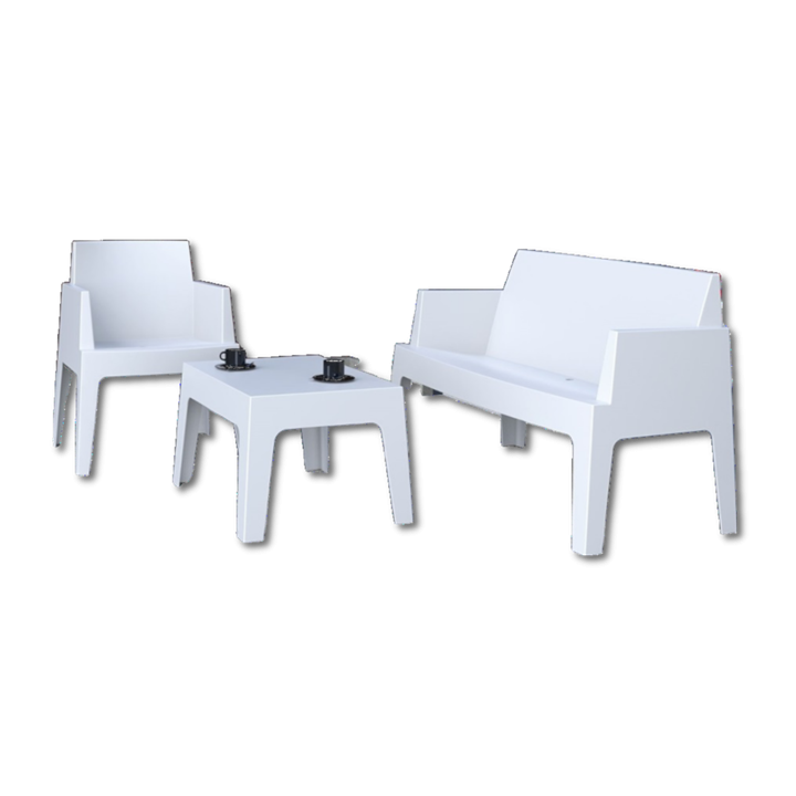 Set Box Blanc ( x2 fauteuils + x1 2 places + x1 table basse)