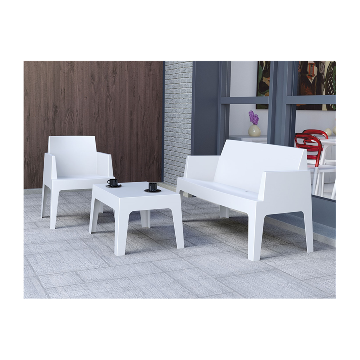 Set Box Blanc ( x2 fauteuils + x1 2 places + x1 table basse)