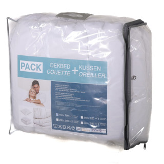 Pack couette 140 x 200 cm + 1 Oreiller polyester