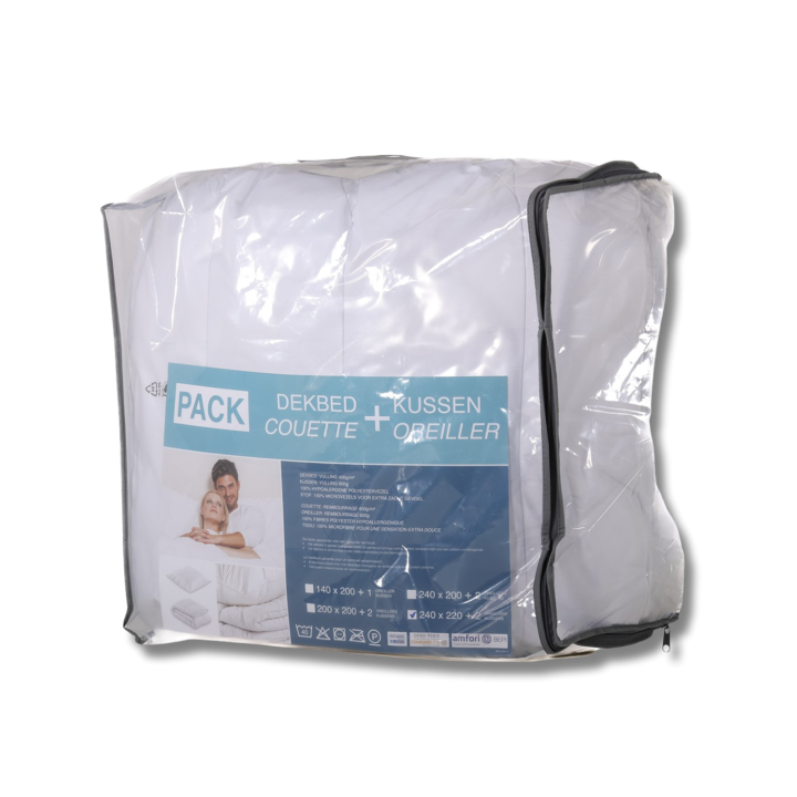 Pack couette 240 x 220 + 2 oreillers polyester