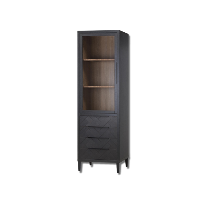 Gamma - Armoire vitrine 1 portes - 4 tiroirs