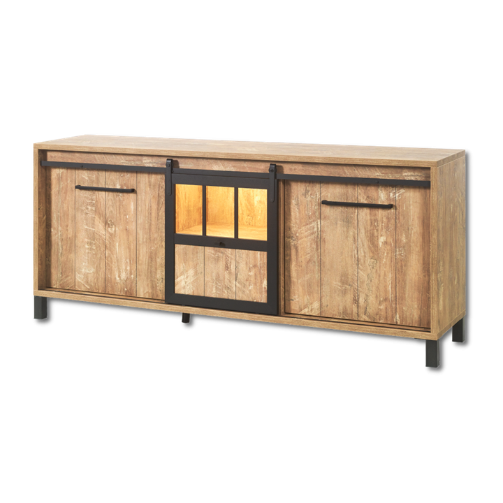 Dressoir Alcatraz 7 bois orange/noir mat