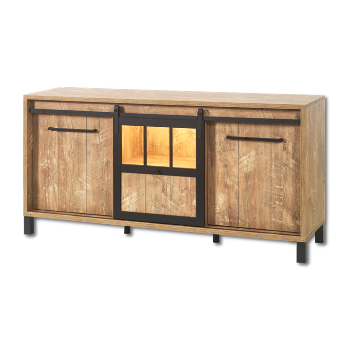 Dressoir Alcatraz 8 bois orange/noir mat