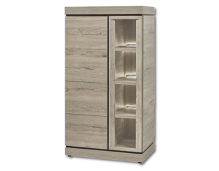Vitrine Belluno KV1L chêne millenium/gris