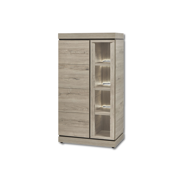 Vitrine Belluno KV1L chêne millenium/gris