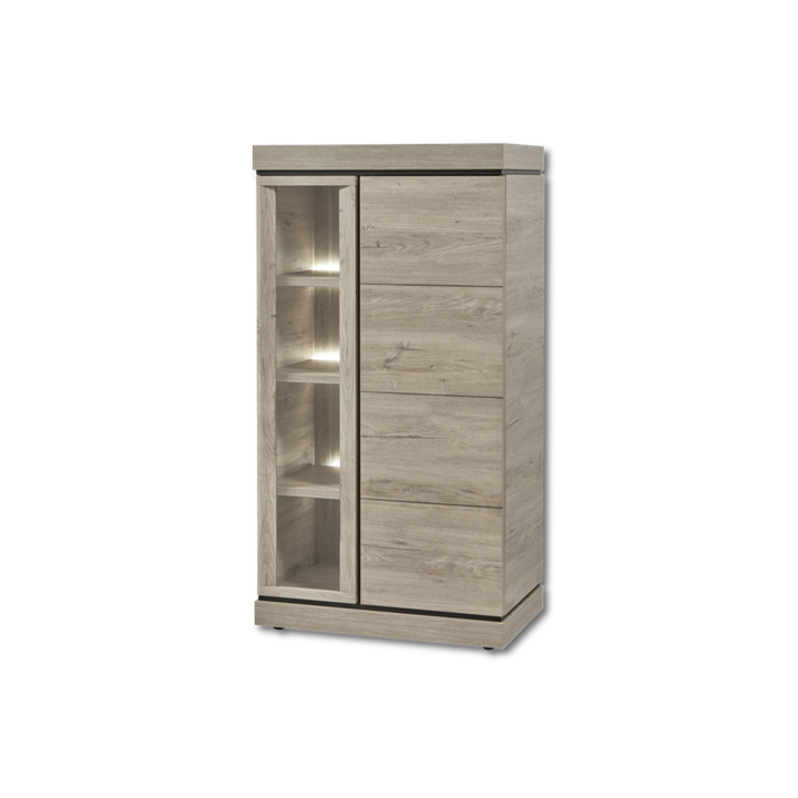 Vitrine Belluno KV1R chêne millenium/gris