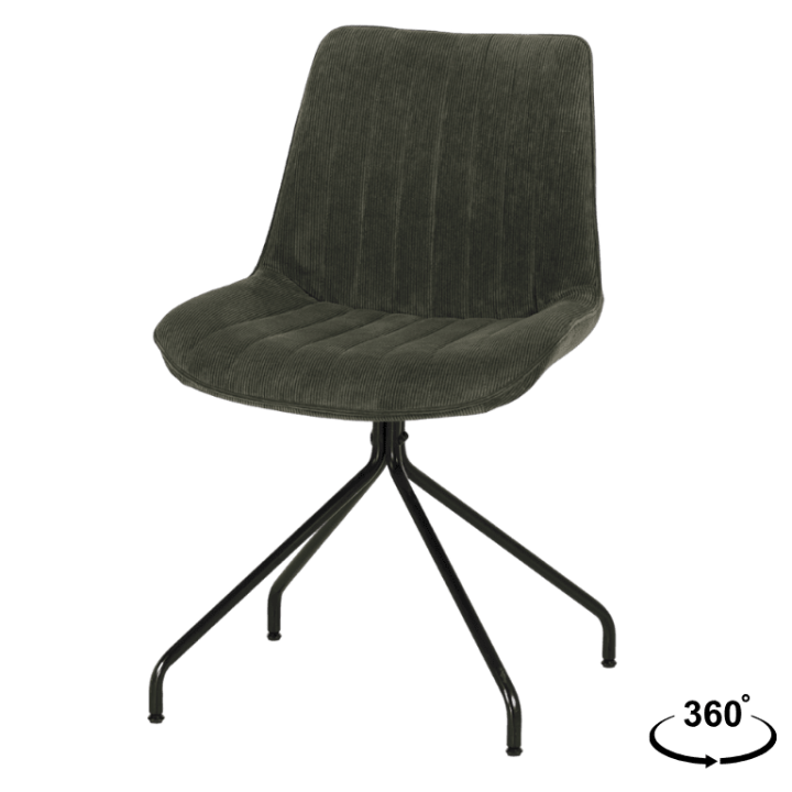 Chaise Cécile - Coloris cotelé vert arme
