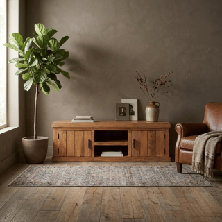 Meuble TV Dhruv bois mangue/nougat