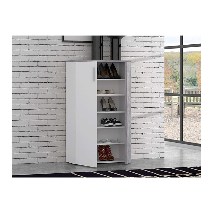 Armoire à chaussures Boots blanc/béton