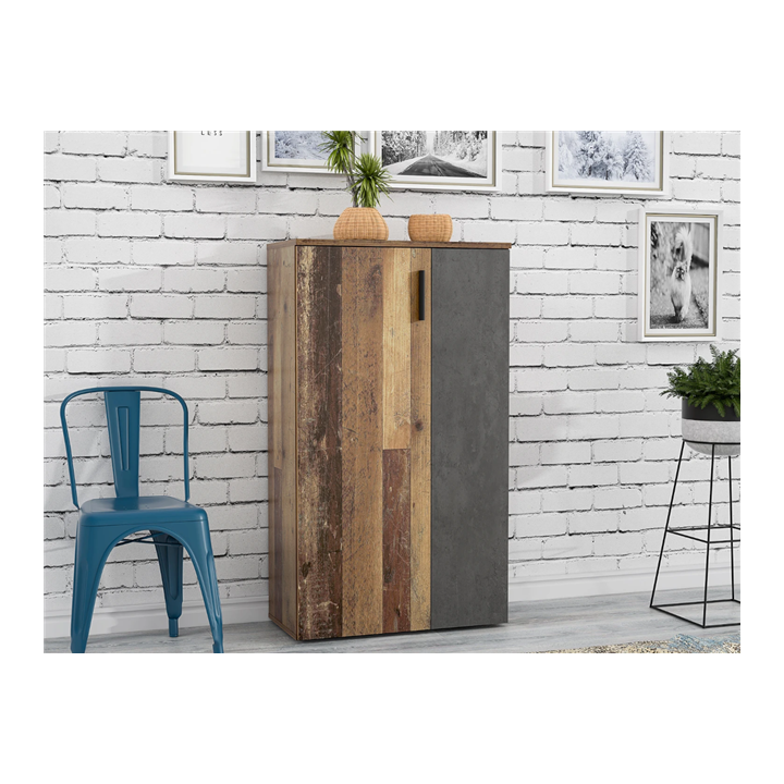 Armoire à chaussures Boots old wood/gris foncé