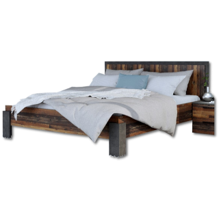 Lit 160x200 Attalyar bois vintage/gris foncé
