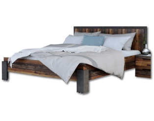 Lit 160x200 Attalyar bois vintage/gris foncé
