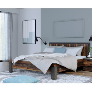 Lit 160x200 Attalyar bois vintage/gris foncé