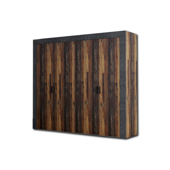 Armoire 4 portes Attalyar bois vintage/gris