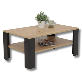 Table de salon BERND CT chêne artisan/noir