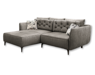 Canapé d'angle convertible en tissu gris SOLA