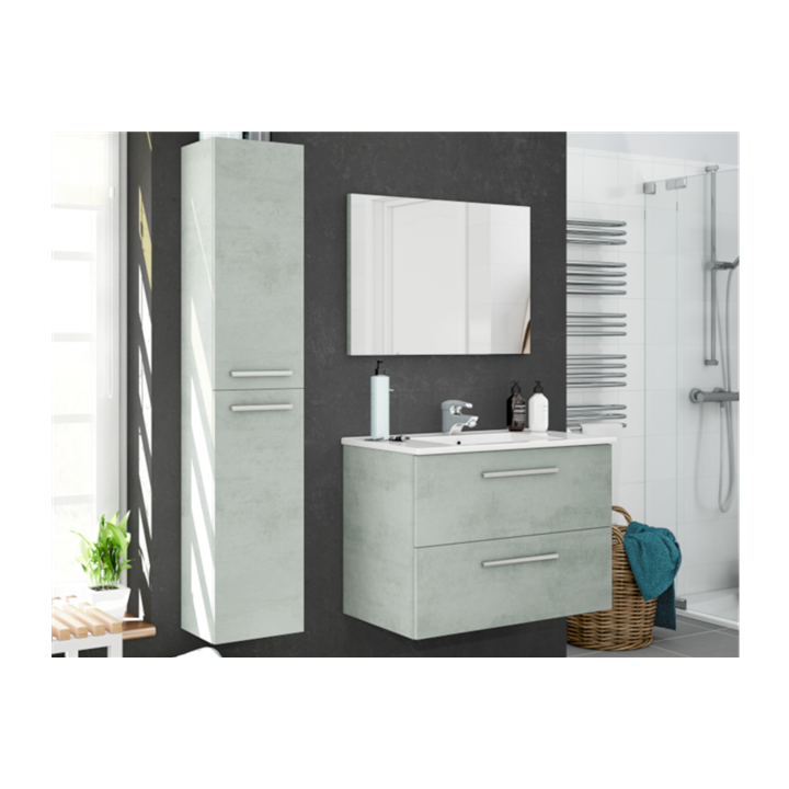 Aruba - Salle de bain - Meuble + vasque + miroir + colonne