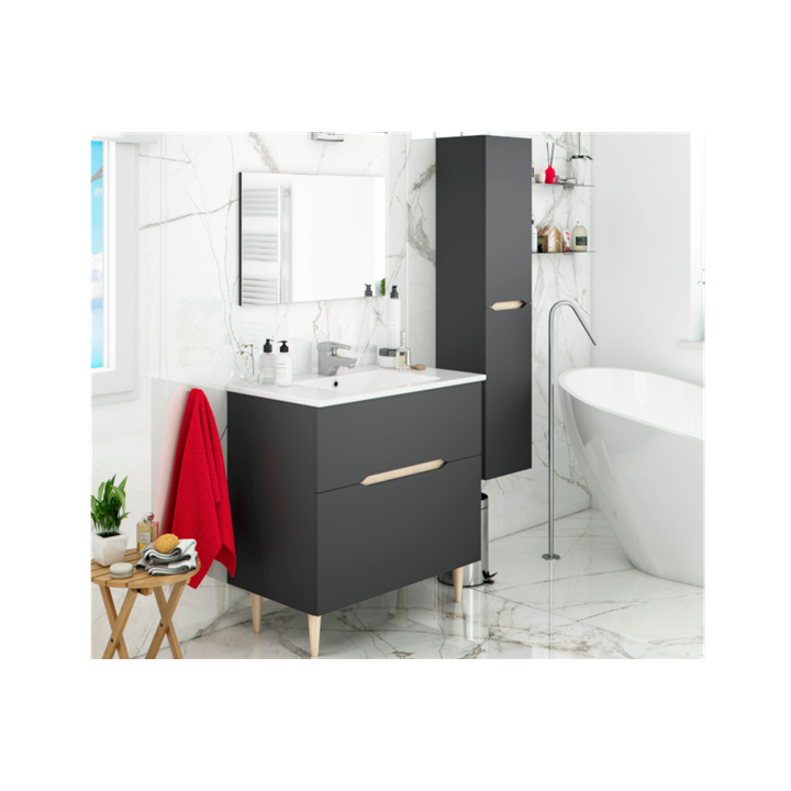 Lotto - salle de bain - meuble + vasque + miroir + colonne